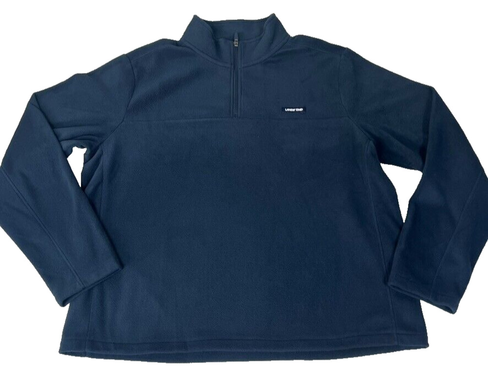 Lands' End Sweater Mens XL Blue Fleece 1/4 Zip Pullover Long Sleeve